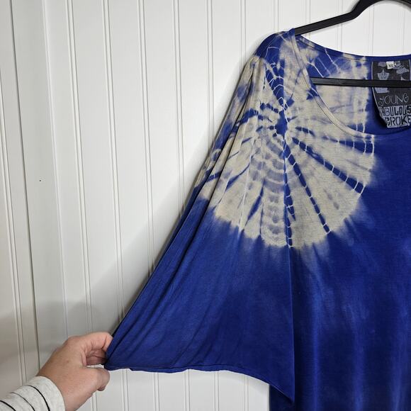 Young Fabulous & Broke Blue Tie-Dye Dress Size XS Soft Modal Dolman Casual Beach - Picture 2 of 7